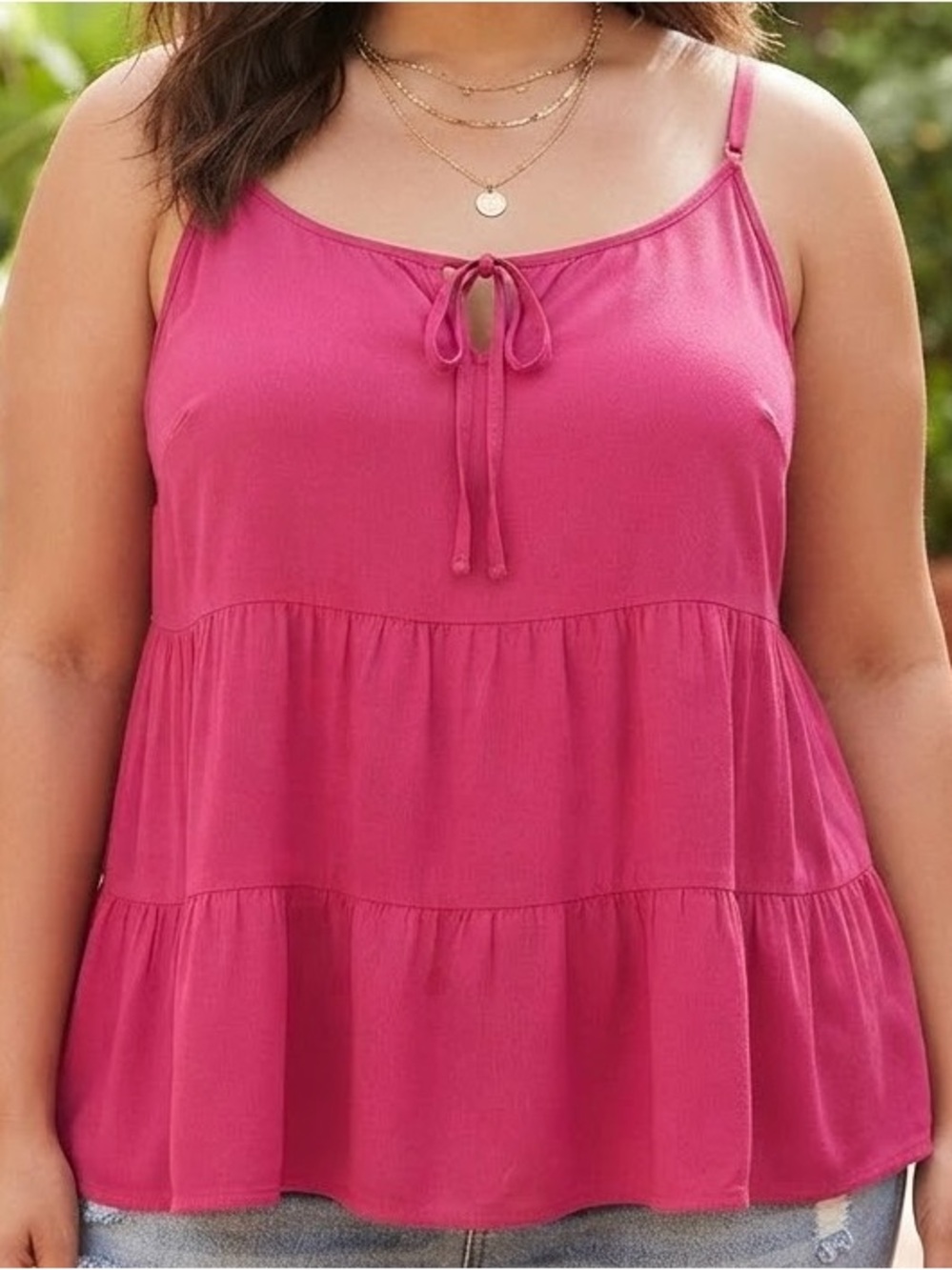 Torrid Tiered Challis Camisole Tank Magenta Pink NWT 1X Top Shirt